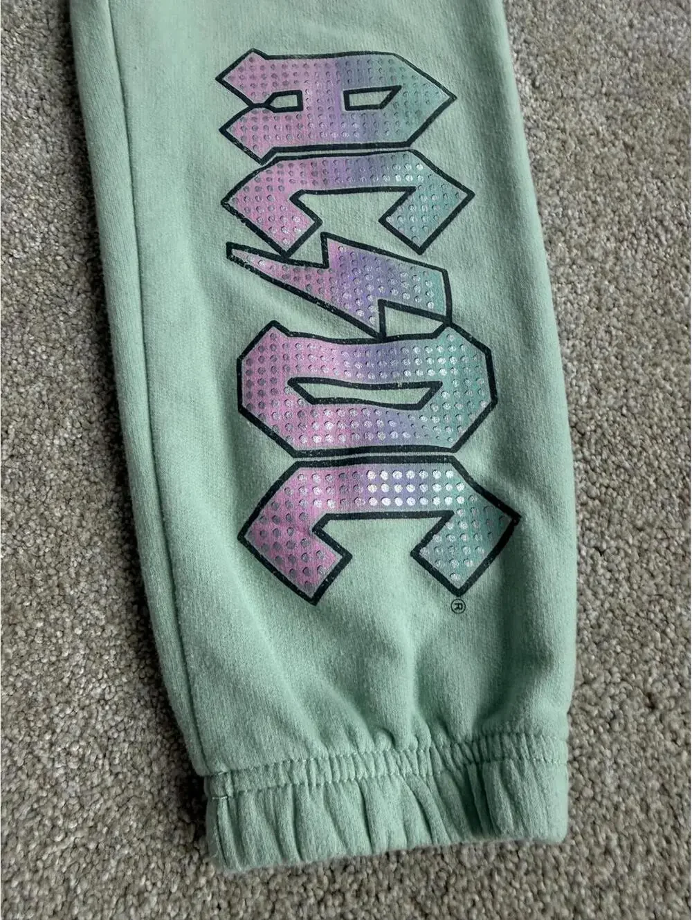 Girls AC/DC Size 7/8 Sweatpants Aqua Graphic Joggers